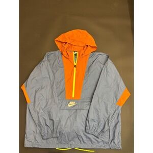 Nike‎ Pullover Anorak Jacket Hooded Windbreaker Orange Blue Large L